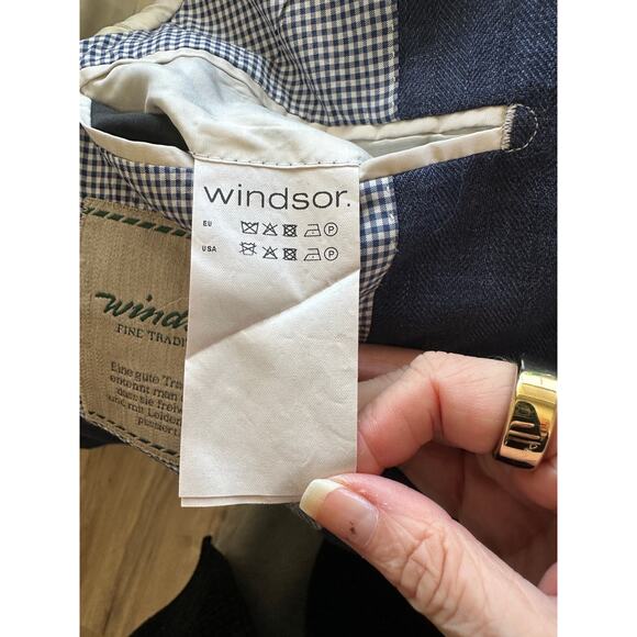 Windsor Men’s Stand-Collar Blue Blazer US 34 (EU 44) Suede Trim - Picture 10 of 15